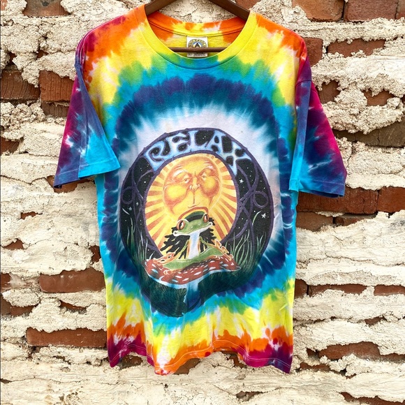 🔥🔥 Vintage 90s Tye Dye Art tee shirt large mushroom trippy stoner hippy